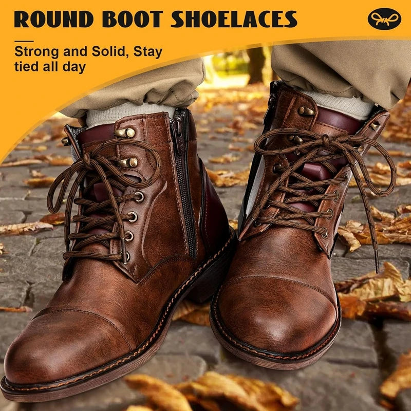 2 Pairs Work Boots Shoe Laces Diameter 4.5mm Heavy Duty Hiking Shoelaces for Men Women Round German Training Shoelace