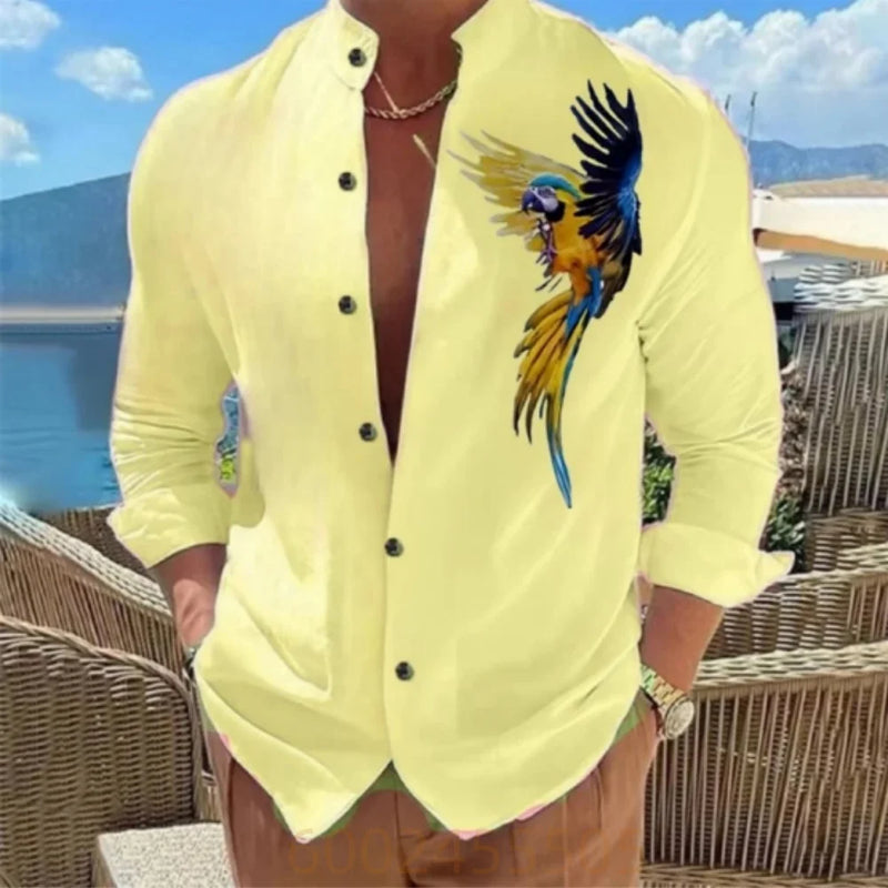 Men's Floral Print Long Sleeved Shirt Fashionable Casual | SAMAG