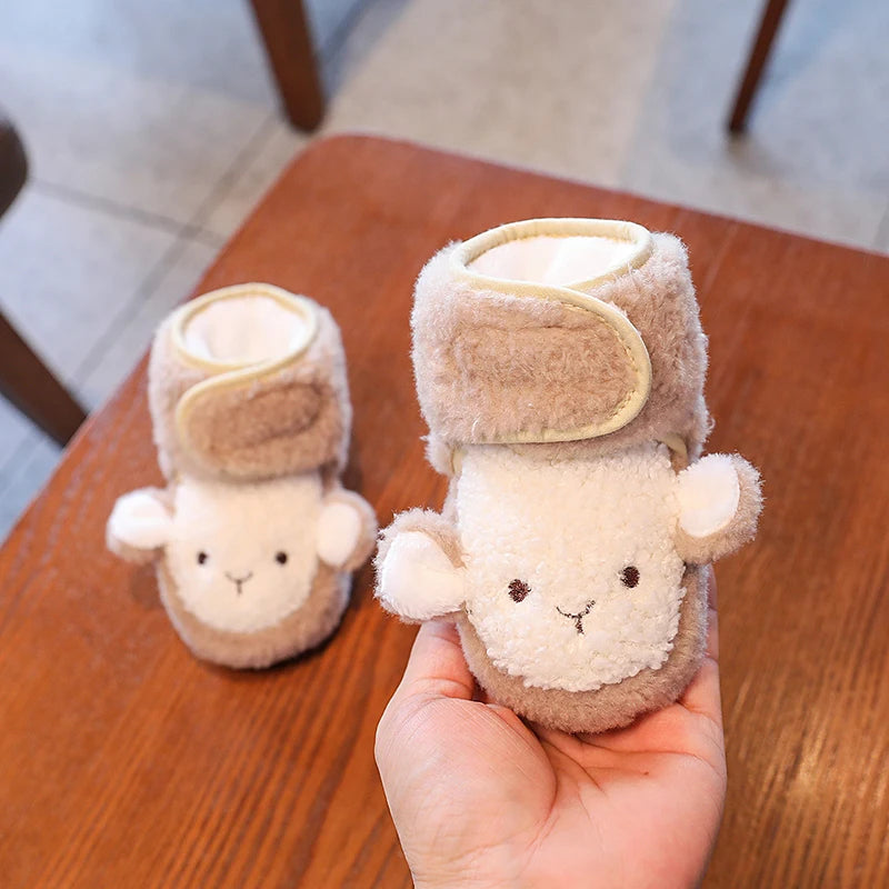 Winter New Cute Cartoon Baby Booties Boy Girl Boots Cotton Soft-Sole Non-Slip Warm Toddler First Walkers Infant Crib Shoes
