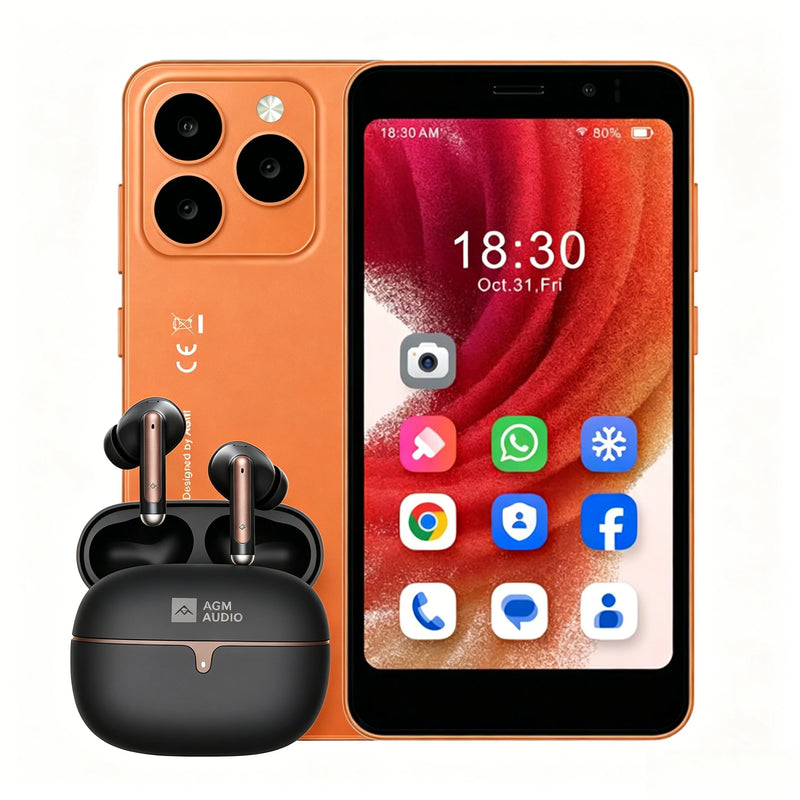 AGM N2 Mini Smartphone Compact Size 4.96' Display 3GB 32GB 3000mAh Removable Battery Android 16 GO System Lightweight Phone