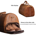 Vintage Men's Travel Bag Genuine Leather Hand Luggage Boston Bag Duffle Large Capacity Shoulder For 16 Inch Laptop NUPUGOO