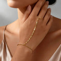 Luxury Minimalist Gold Plated Thin Chain Finger Ring Hand Bracelets for Women, Party Elegant Stainless - Visuel 5 | SAMAG