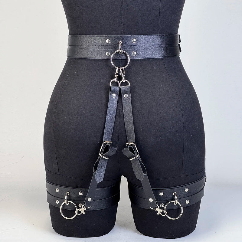 Sexy Women Leather Thigh Garter Bondage Leg Harness Gothic Stocking Belt  Adult Erotic Lingerie BDSM Fetish Clothing Accessorie
