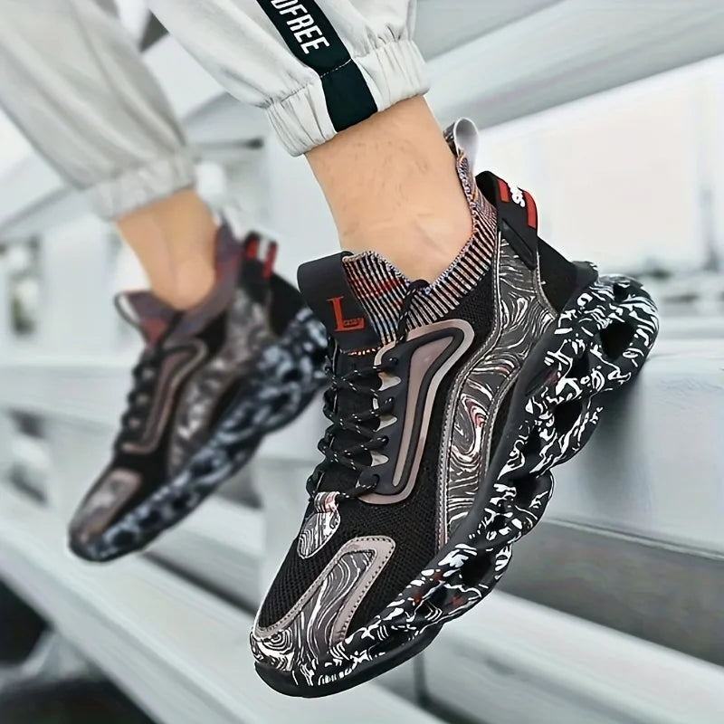 Men's Lace-Up Breathable Fabric Lightweight Casual Running Shoes