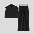 INCERUN Men Sets Solid Sleeveless Crop Tops Shirt Pants | SAMAG
