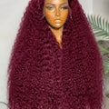 34 Inch Burgundy Wig Human Hair 99J Burgundy 13x4 Deep Wave Lace Front Wigs Human Hair Pre Plucked 250 Density HD Transparent Lace Frontal Wigs Red Colored Human Hair Wigs For Women