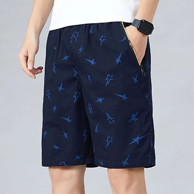 Men's Camo Shorts Elastic Waistband Casual Cargo Hiking | SAMAG
