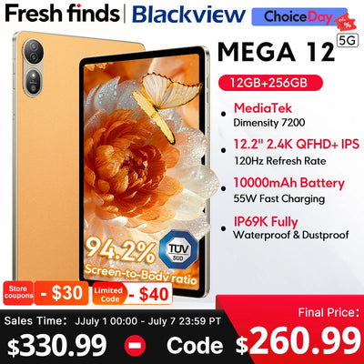 Blackview MEGA 12 Tablet 5G 12.2" 2.4K 120Hz Display | SAMAG