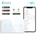 BSEED WIFI Double Light Switches 2/4/6 Gang 1/2/3 Way Wireless Touch Sensor Wall Switches Google Alexa Smart Life App Control