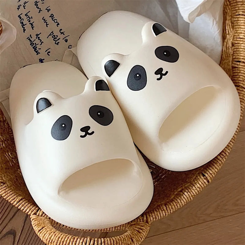 Women Thick Soft-Soled Slippers Platform Cute Animals Design Summer Indoor Non-Slip Bathroom Couples Comfortable Casual Home New