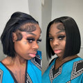 Straight Short Bob Wig Human Hair 13x4 Transparent Lace Front Wigs 230 Density Natural Black Bone Straight Short Human Hair Wigs