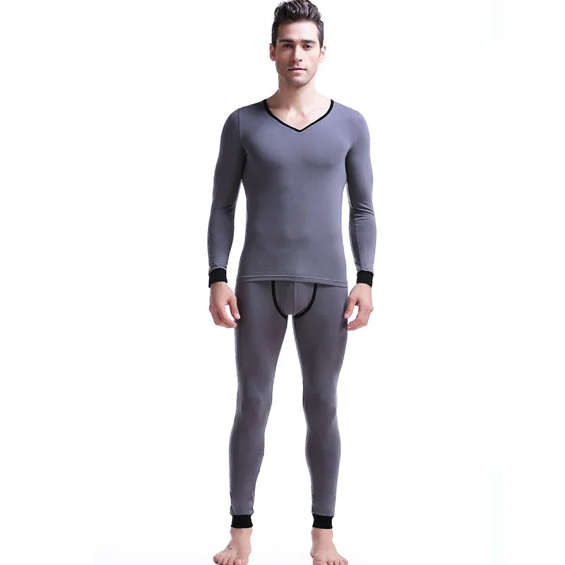 Element men thin cotton V-neck slim fit comfortable base coat long Johns basic thermal underwear set