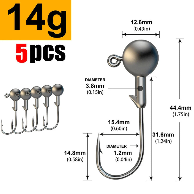 5pcs 1g 2g 3g 4g 5g 10g 20g 22g 25g 28g crank Jig head hook fishing hook head Jig lure hard bait soft worm jig hook for fishing