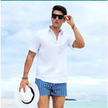 Striped Men Casual Shorts Beach Pants Board Short Quick Dry Sports Trunk Summer Seaside Beachwear Loose Homewear Sleeping Pajama