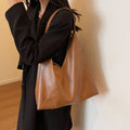 MOODS Retro Designer 2-IN-1 Shoulder Bags For Women Soft PU Leather Pure Color Large Capacity Underarm Hobo Shopper Tote Handbag