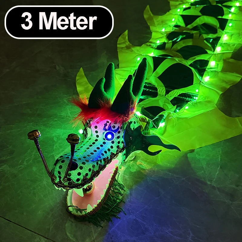 3/5M LED Chinese Dragon Poi Set Luminous Dragon Dance Props Dragon Ribbon Streamer New Year Outdoor Fitness Juggling Props