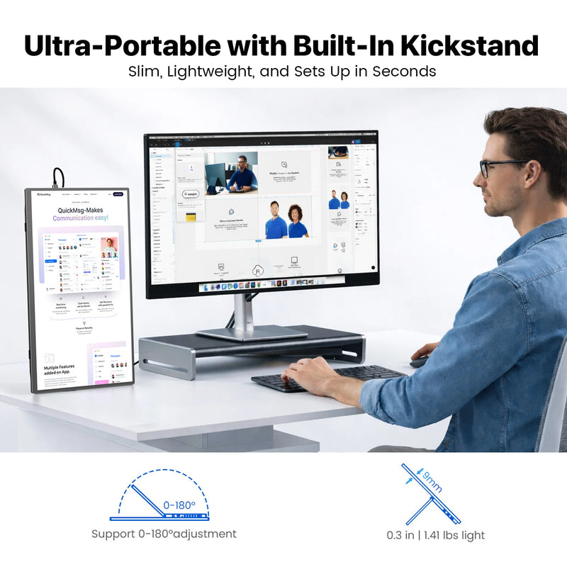 UPERFECT Portable Monitor Touchscreen 15.6" 100% SRGB 1080P with Speaker Kickstand Touch Display USB-C HDMI Ultra-Slim Second Screen for Laptop MacBook Surface PC Phone