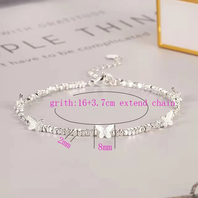 VENTFILLE 925 Sterling Silver Butterfly Bracelet for Girl Bead String Design Insect Fashion Versatile - Visuel 6 | SAMAG