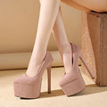 High Heels Women's Glitter Fashion Round Head Waterproof Platform Ultra High Heels 2026 Spring New Thin Heels Women's Shoes