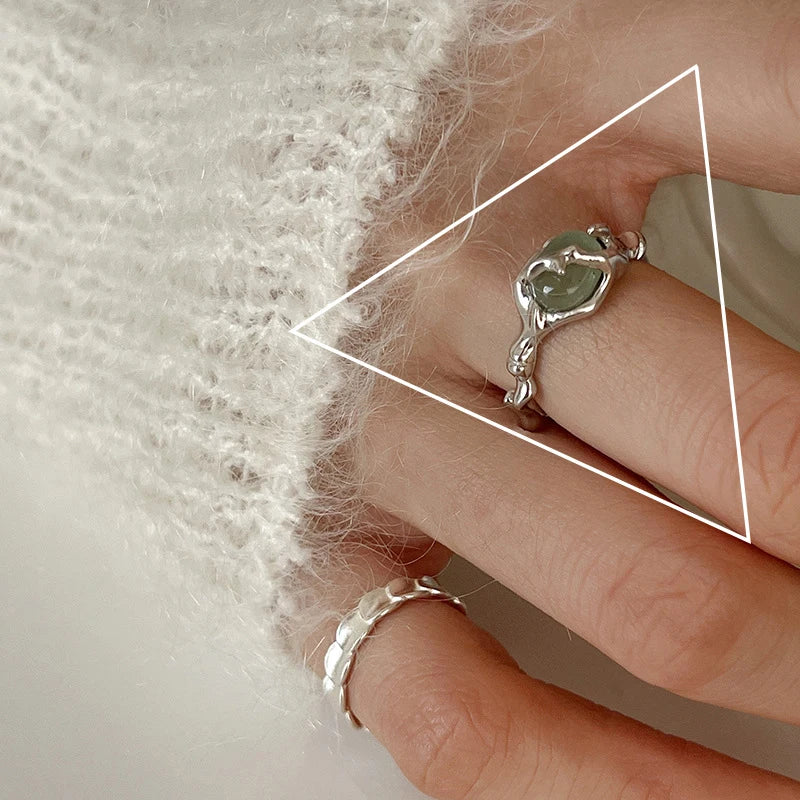 VENTFILLE 925 Sterling Silver Geometric Multilayer Round Bead Ring Female Fashion Punk Temperament - Visuel 24 | SAMAG