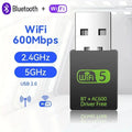 2in1 USB WiFi Bluetooth Wireless Adapter 600Mbps Dongle Dual Band 2.4G+5GHz High - Speed Network Card 150M Receiver | SAMAG