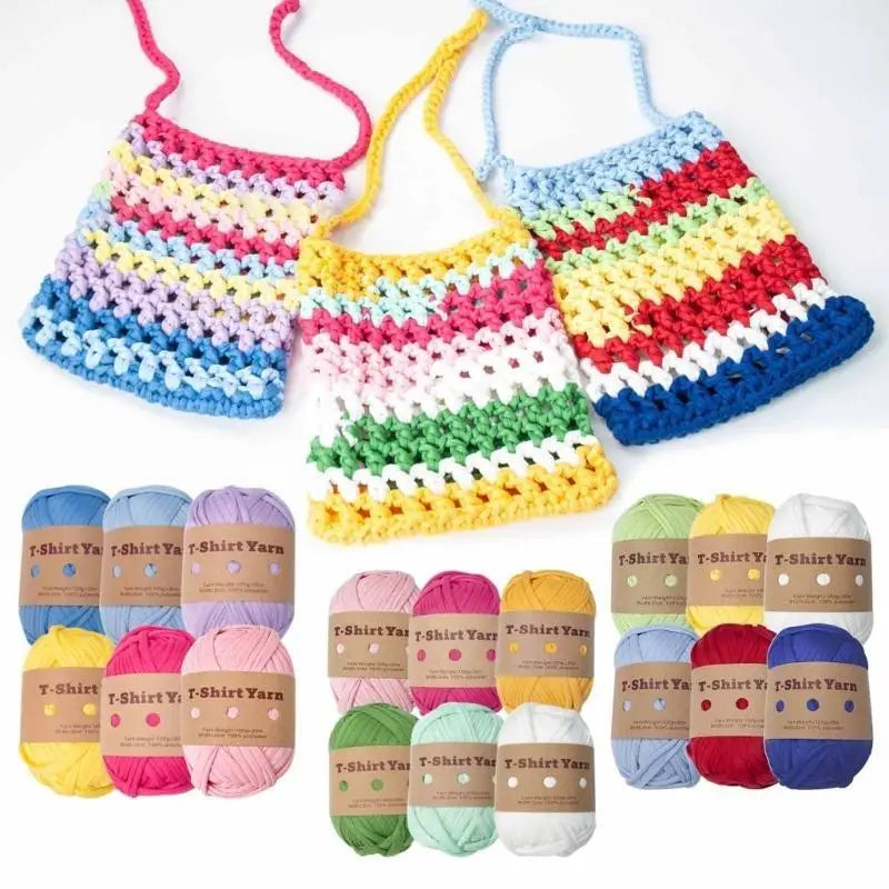 E8BD 6 Rolls Handmade Fabric Strip DIY T - shirt Yarn Knitting for Crocheting and Crafting for Hand Bag - View 4 | SAMAG
