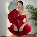 Red Velvet Cocktail Dresses for Women Sleeveless | SAMAG