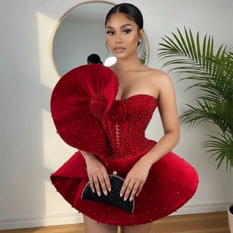 Red Velvet Cocktail Dresses for Women Sleeveless | SAMAG