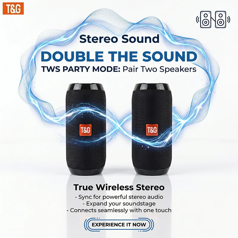 TG117 Bluetooth Portable Wireless Speaker, IPX4 Waterproof, TWS Stereo Sound, Support TF Card & USB Playback, Connect Phone Tablet TV, Outdoor Wireless Audio Speaker, Ideal Birthday, Thanksgiving, Christmas Party Gift