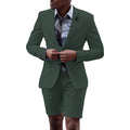 2 Pieces  Men's Casual Suit Single Breasting  Lapel Groomsmen with Short  for Wedding (Blazer+Pants)