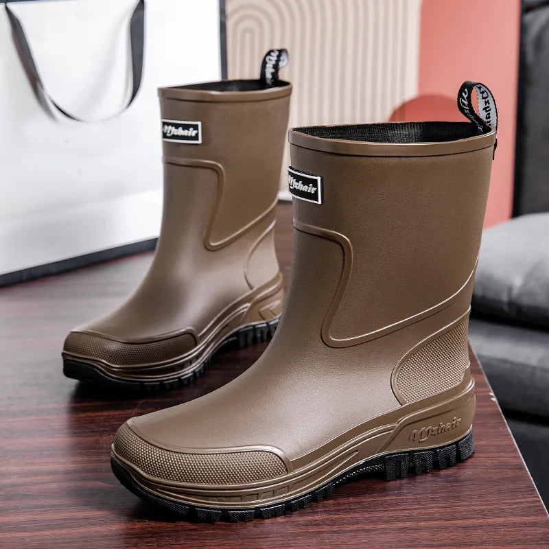 36-47 Size Wear-resistant Thick-soled Rain Boots Men's Outdoor Fishing Shoes Work Boots Non-slip Waterproof Men's Rubber Shoes