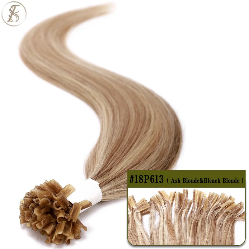 TESS U Tip Fusion Hair Extensions Microlink Keratin Hair Extensions 1g/pc Human Hair Capsules Pre Bonded Natural Hair Extensions
