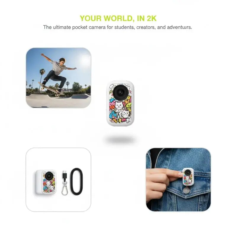 2K HD Mini Camera G10 Thumb Lipstick Series Portable Sports Camcorder for Students Action and Event Recording