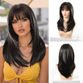 EASIHAIR Medium Length Wavy Blonde Synthetic Wig With Bangs For Women Natural Wigs Hair Heat Resistant Daily Party Cosplay Use