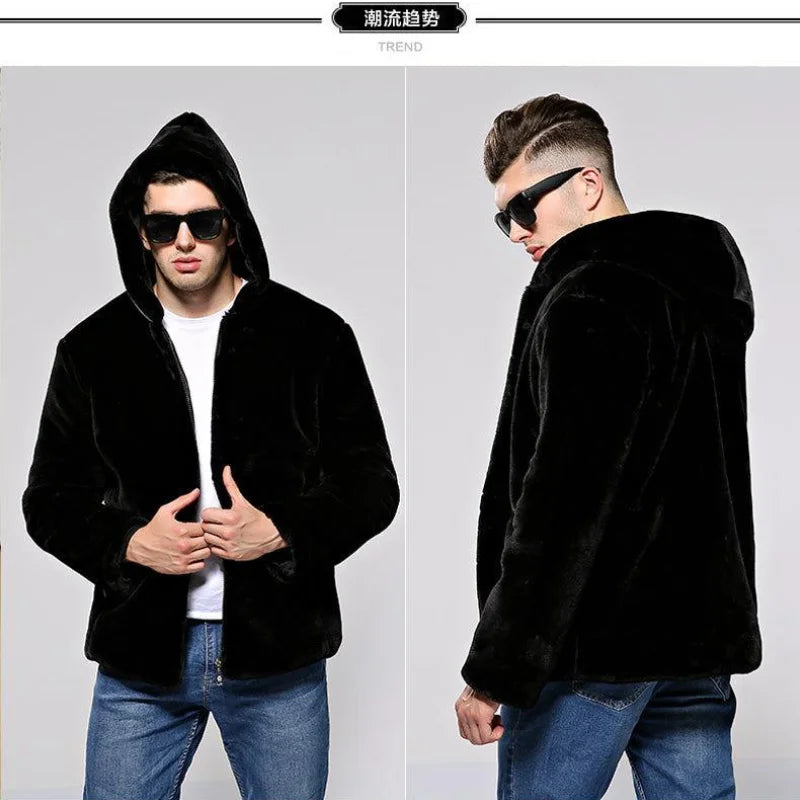 Autumn and Winter New Men's Thickened Loose Mink Coat Casual Fashion Faux Fur Coat