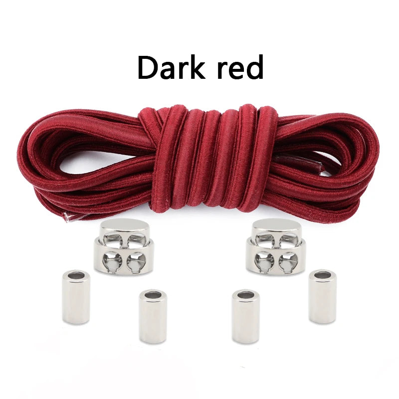 Oval Elastic Shoelace Metal Buckle Laces Unisex Quick-On/Off Shoelaces for Sneakers and Boots 1Pair/2Pair