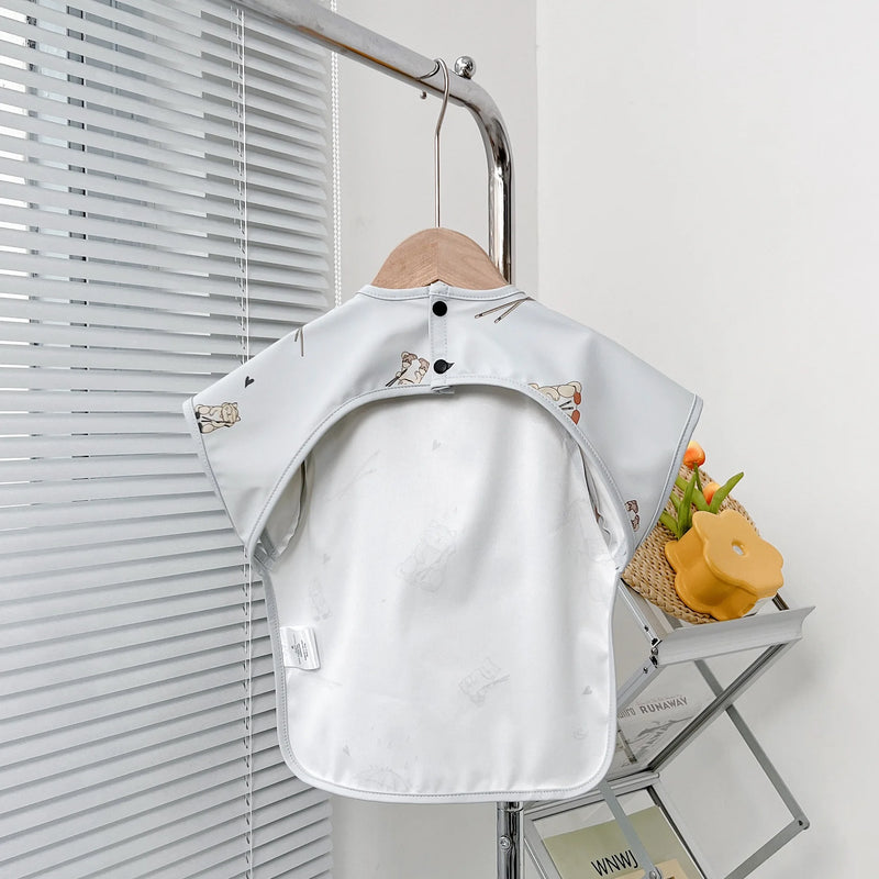 Cute Baby Bibs Toddler Baberos Bavoir Waterproof Short Sleeve Apron Cartoon Animals Children Feeding Smock Bib Baby Stuff 0-6Y