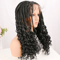 Curly Ends Synthetic Knotless Box Braids Wigs 18 Inch Full Lace Braided Wig with Baby Hair Boho Lace Wig for Quick Installation