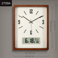Wall Clock New Chinese Solid Wood Living Room Rectangular Home Bedroom Simple Atmosphere Silent Wall Clock Home Decor