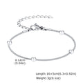 Goxygen Dainty Silver Color Stackable Bracelet Stainless Steel Beads Thin Chain for Women Men Jewelry Sets Gifts