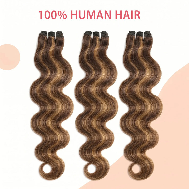 2 3 4 PCS Highlight Ombre Body Wave Bundles Human Hair 16A Unprocessed Brazilian Colored Weave Raw Hair 30 32 Inch Wet And Wavy Human Hair Bundles Extensions