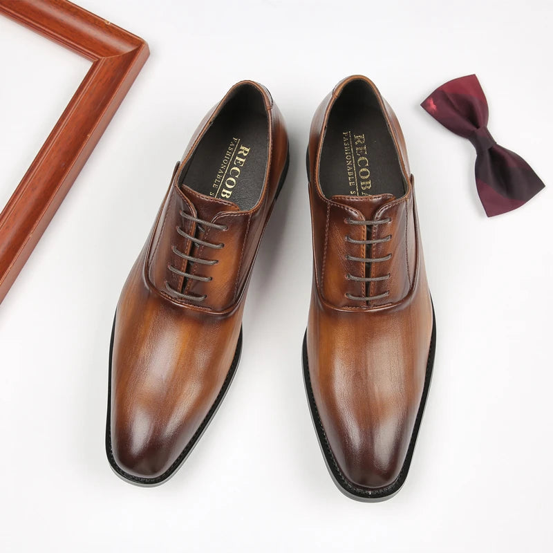 New 2026 Pointed Toe British Style Business Formal Leather Shoes Men's Buckle Casual Gentleman Office Wedding Oxford Shoes