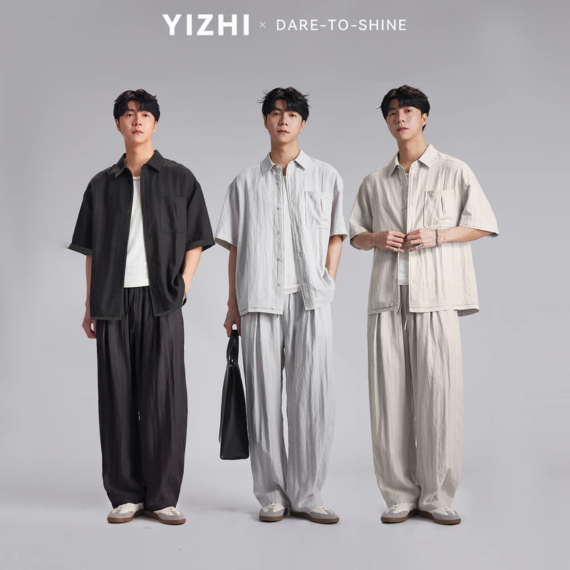 Fashion Men's Lyocell Linen 2-Piece Set Summer Turn-Down | SAMAG