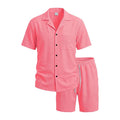 Men Textured Co Ord Set Loose Fit Short Sleeve Camp | SAMAG