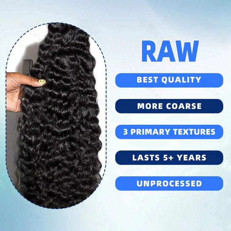 30 32 Inch Deep Wave Human Hair Bundles Curly Hair Burmese Weaving Raw Unprocessed Tissage Double Weft Virgin Hair Extensions