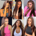 Chocolate Brown Straight Lace Front Wig Synthetic 30 Inch 200 Density 13x4 HD Transparent Full Lace Frontal Wig Pre Plucked