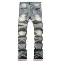 Men Slim Boot Cut Denim Jeans Punk Rivet Patch Stretch | SAMAG