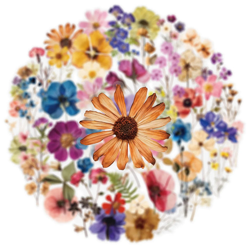 10/25/50pcs Transparent Mixed Flower Plants Stickers for DIY Waterproof Suitcase Phone Laptop Water Bottle Laptop Scrapbooking