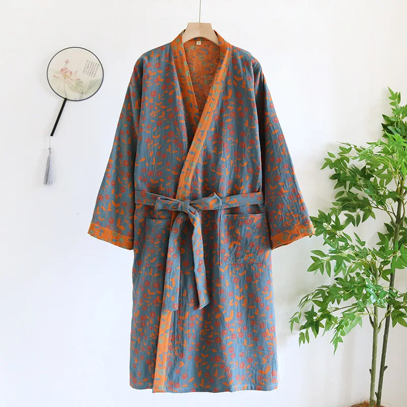 Pure Cotton Robe Women's Pajamas 3/4 Sleeve Spring Autumn | SAMAG