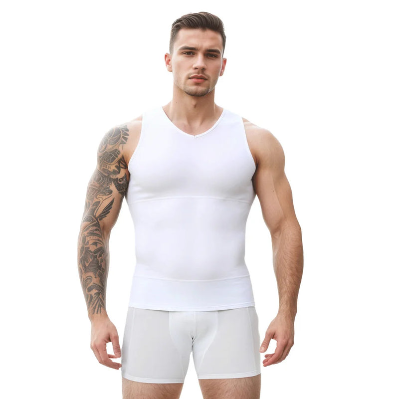 Men's V Neck Shapewear Compression Sleeveless Vest Breathable Slim Fit Undershirt for Running Fitness Daily Casual Summer Wear